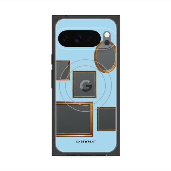 Premium Square Case with Pixelsnap［ Photo Frames - Light Blue ］