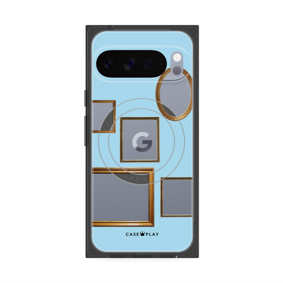 Premium Square Case with Pixelsnap［ Photo Frames - Light Blue ］