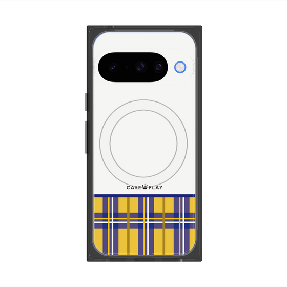 Premium Square Case with Pixelsnap［ CASEPLAY Tartan Check - Yellow ］