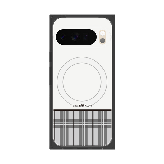 Premium Square Case with Pixelsnap［ CASEPLAY Tartan Check - Gray ］