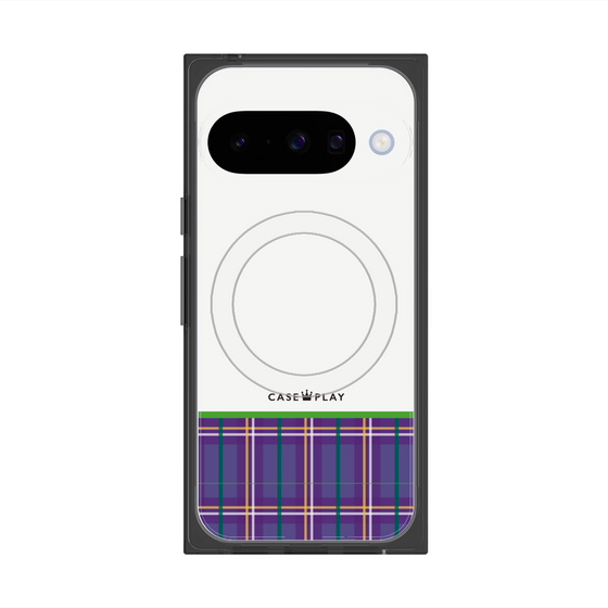 Premium Square Case with Pixelsnap［ CASEPLAY Tartan Check - Purple ］