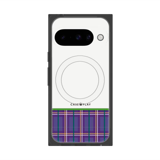 Premium Square Case with Pixelsnap［ CASEPLAY Tartan Check - Purple ］