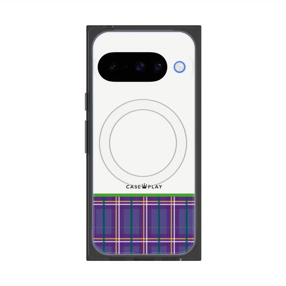 Premium Square Case with Pixelsnap［ CASEPLAY Tartan Check - Purple ］