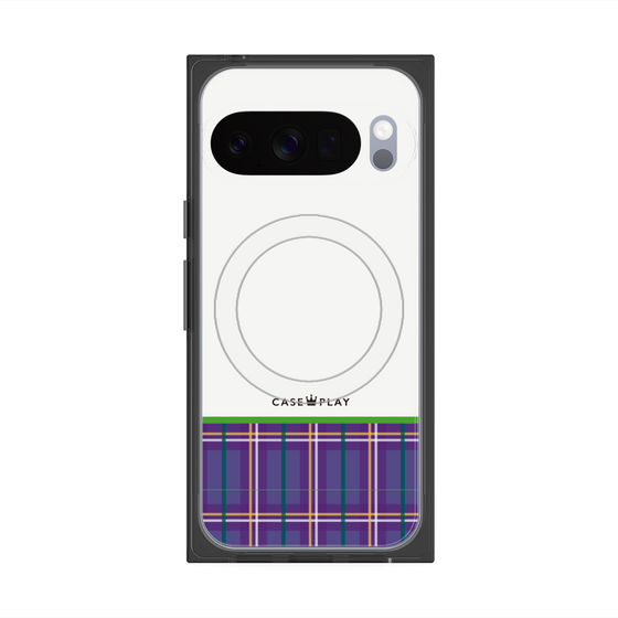 Premium Square Case with Pixelsnap［ CASEPLAY Tartan Check - Purple ］
