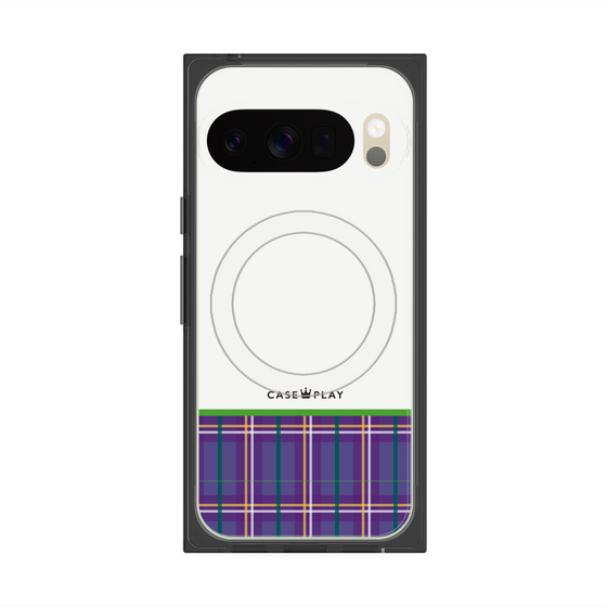 Premium Square Case with Pixelsnap［ CASEPLAY Tartan Check - Purple ］