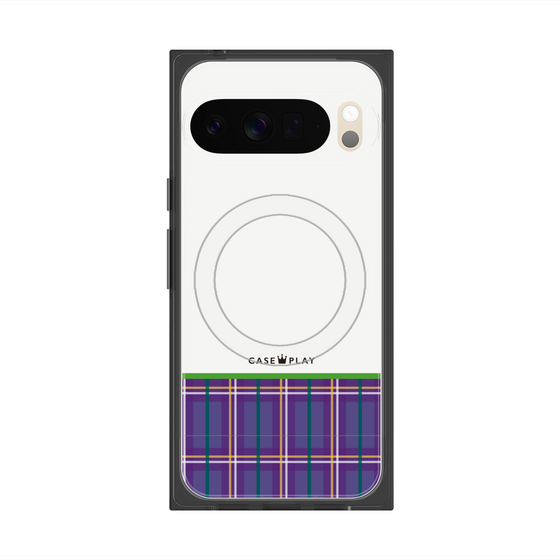 Premium Square Case with Pixelsnap［ CASEPLAY Tartan Check - Purple ］