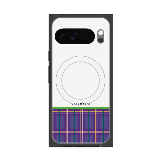 Premium Square Case with Pixelsnap［ CASEPLAY Tartan Check - Purple ］