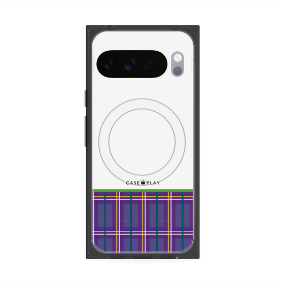 Premium Square Case with Pixelsnap［ CASEPLAY Tartan Check - Purple ］