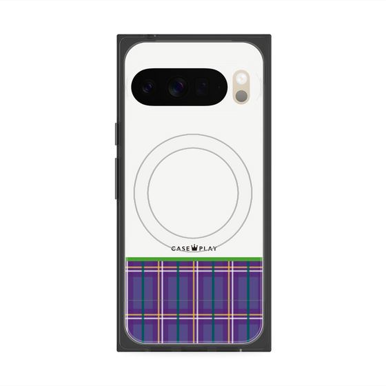 Premium Square Case with Pixelsnap［ CASEPLAY Tartan Check - Purple ］