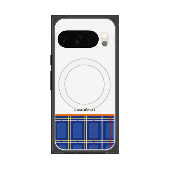 Premium Square Case with Pixelsnap［ CASEPLAY Tartan Check - Blue ］