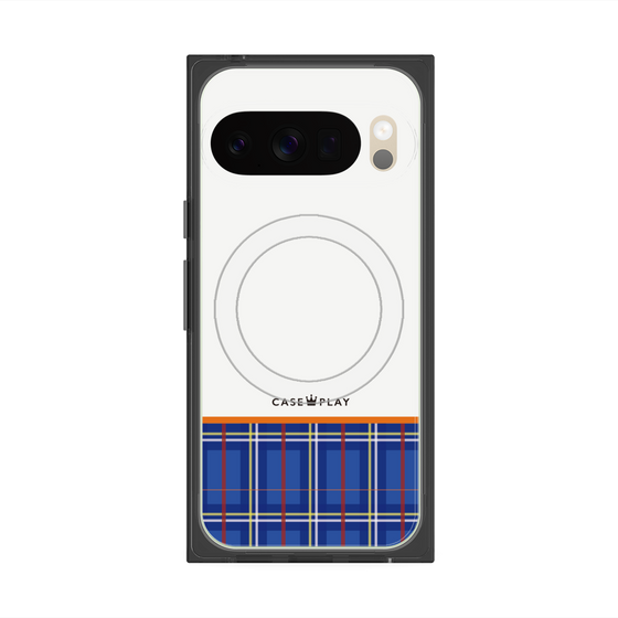 Premium Square Case with Pixelsnap［ CASEPLAY Tartan Check - Blue ］