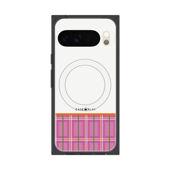 Premium Square Case with Pixelsnap［ CASEPLAY Tartan Check - Pink ］