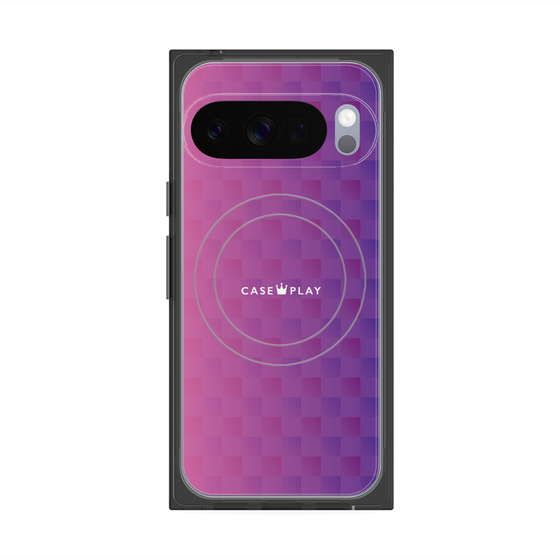 Premium Square Case with Pixelsnap［ CASEPLAY Check - Purple ］