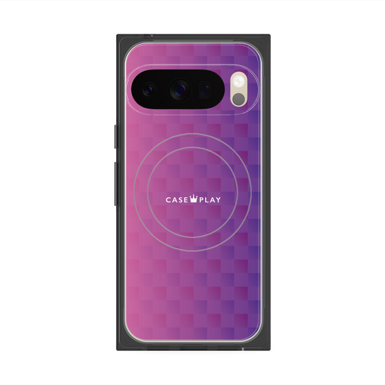 Premium Square Case with Pixelsnap［ CASEPLAY Check - Purple ］