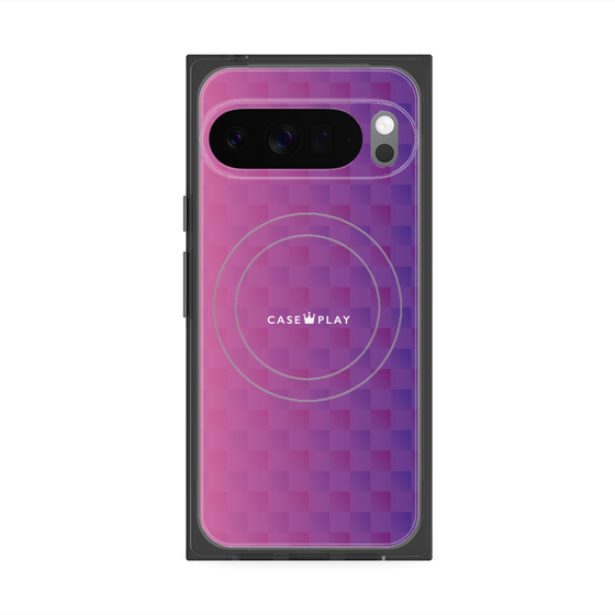 Premium Square Case with Pixelsnap［ CASEPLAY Check - Purple ］