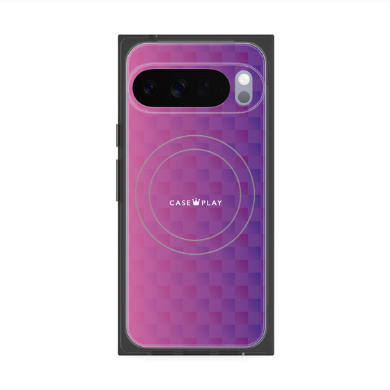 Premium Square Case with Pixelsnap［ CASEPLAY Check - Purple ］