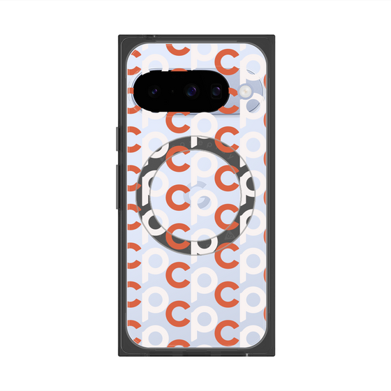 Premium Square Case with Pixelsnap［ Original - CASEPLAY Initial All-over Pattern - Orange ］