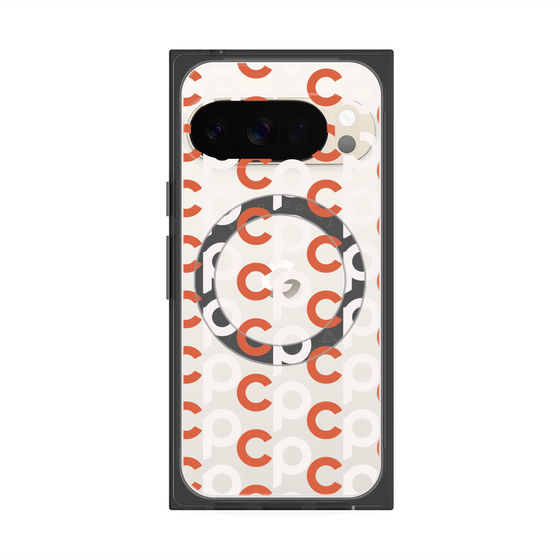Premium Square Case with Pixelsnap［ Original - CASEPLAY Initial All-over Pattern - Orange ］