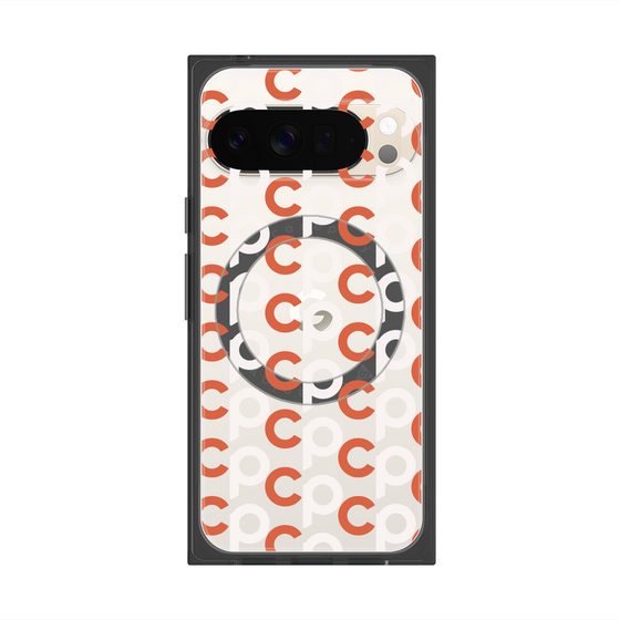 Premium Square Case with Pixelsnap［ Original - CASEPLAY Initial All-over Pattern - Orange ］