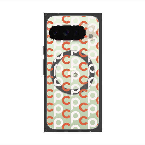 Premium Square Case with Pixelsnap［ Original - CASEPLAY Initial All-over Pattern - Orange ］