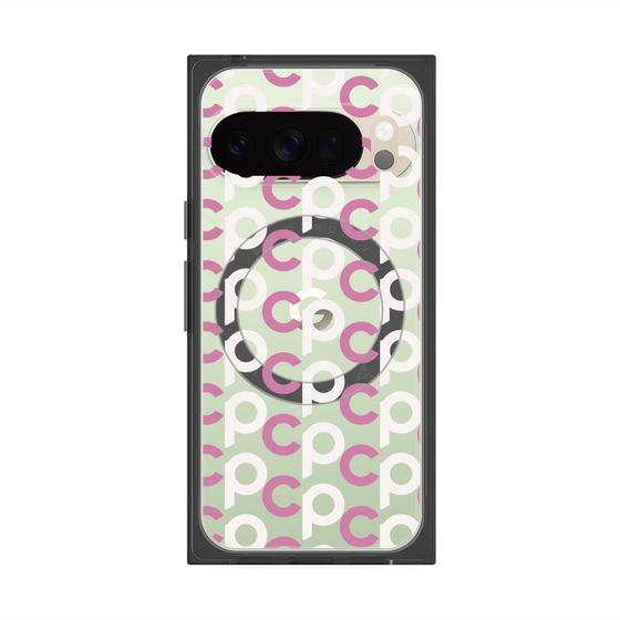 Premium Square Case with Pixelsnap［ Original - CASEPLAY Initial All-over Pattern - Pink ］