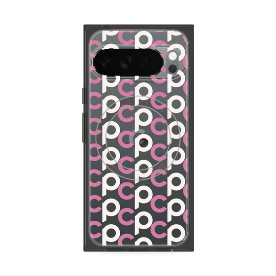 Premium Square Case with Pixelsnap［ Original - CASEPLAY Initial All-over Pattern - Pink ］