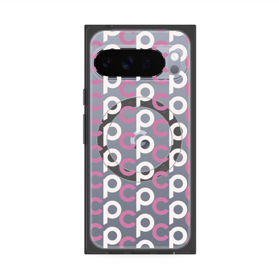 Premium Square Case with Pixelsnap［ Original - CASEPLAY Initial All-over Pattern - Pink ］