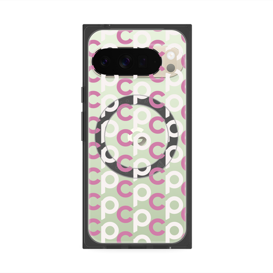 Premium Square Case with Pixelsnap［ Original - CASEPLAY Initial All-over Pattern - Pink ］