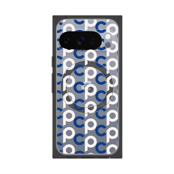 Premium Square Case with Pixelsnap［ Original - CASEPLAY Initial All-over Pattern - Navy ］