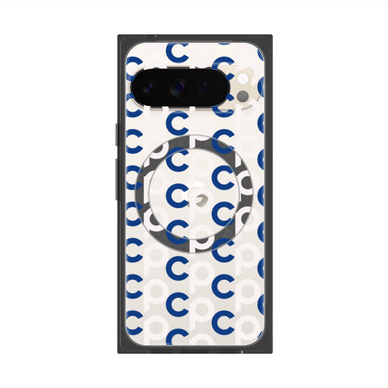 Premium Square Case with Pixelsnap［ Original - CASEPLAY Initial All-over Pattern - Navy ］