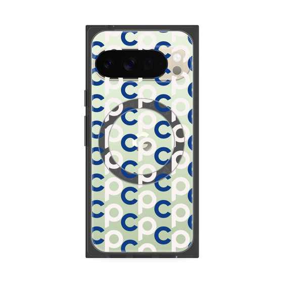 Premium Square Case with Pixelsnap［ Original - CASEPLAY Initial All-over Pattern - Navy ］