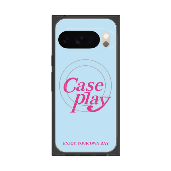 Premium Square Case with Pixelsnap［ Original - ENJOY YOUR OWN DAY - Light Blue ］