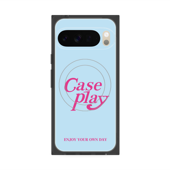 Premium Square Case with Pixelsnap［ Original - ENJOY YOUR OWN DAY - Light Blue ］