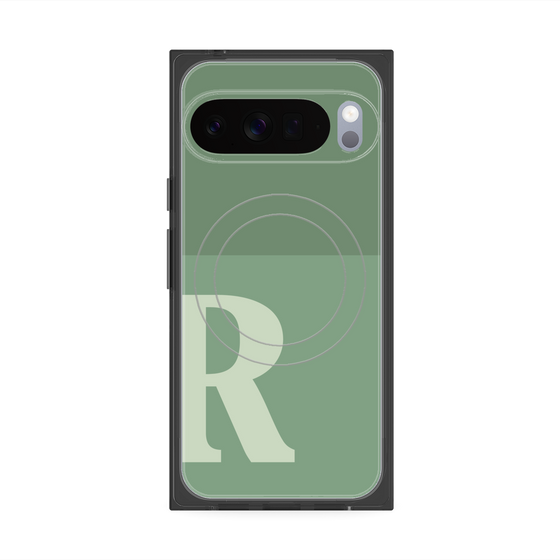 Premium Square Case with Pixelsnap［ Original - initial two tone - R green ］