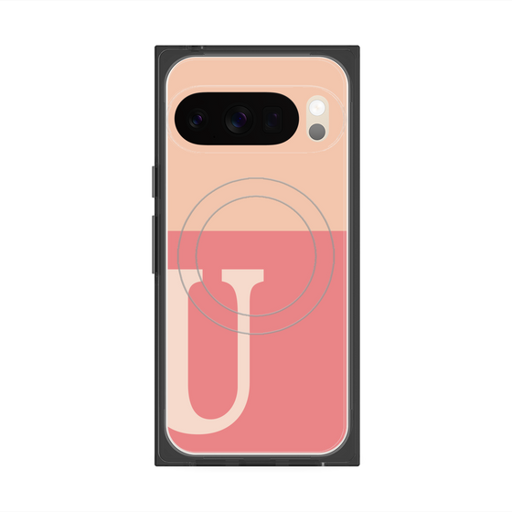 Premium Square Case with Pixelsnap［ Original - initial two tone - U pink ］