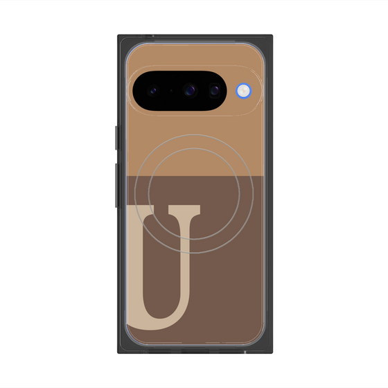 Premium Square Case with Pixelsnap［ Original - initial two tone - U brown ］