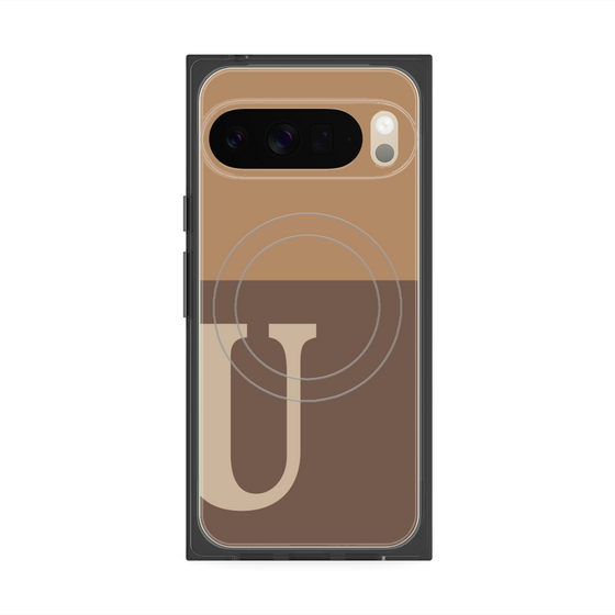Premium Square Case with Pixelsnap［ Original - initial two tone - U brown ］