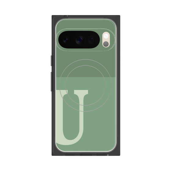 Premium Square Case with Pixelsnap［ Original - initial two tone - U green ］