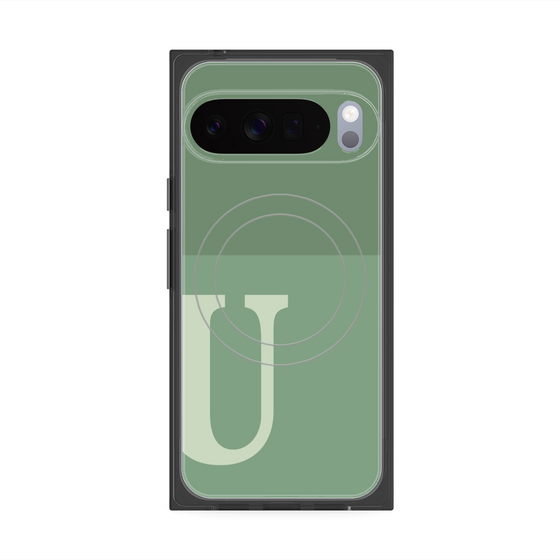 Premium Square Case with Pixelsnap［ Original - initial two tone - U green ］
