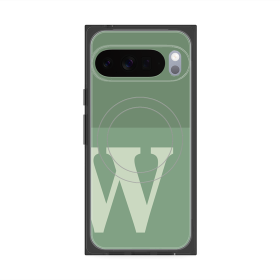 Premium Square Case with Pixelsnap［ Original - initial two tone - W green ］