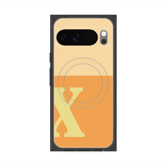Premium Square Case with Pixelsnap［ Original - initial two tone - X orange ］