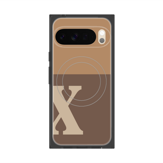 Premium Square Case with Pixelsnap［ Original - initial two tone - X brown ］