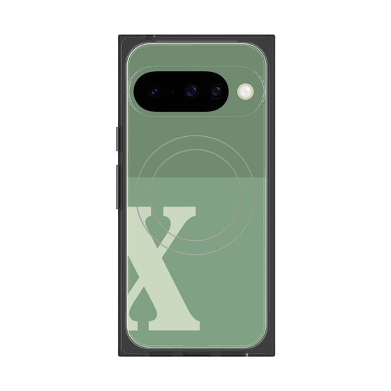 Premium Square Case with Pixelsnap［ Original - initial two tone - X green ］