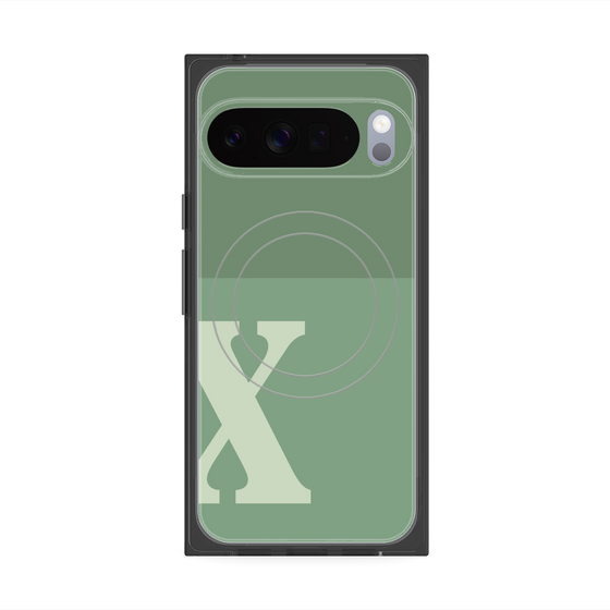 Premium Square Case with Pixelsnap［ Original - initial two tone - X green ］