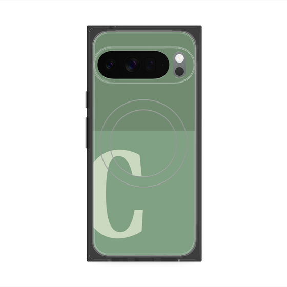 Premium Square Case with Pixelsnap［ Original - initial two tone - C green ］