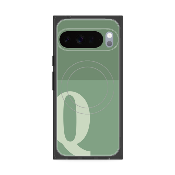 Premium Square Case with Pixelsnap［ Original - initial two tone - Q green ］