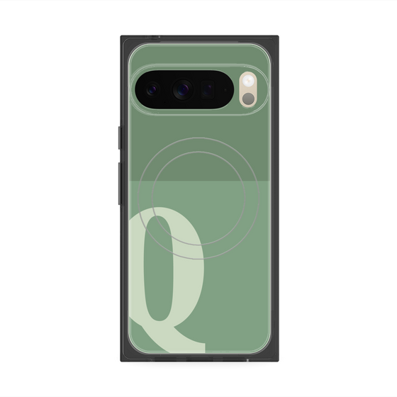 Premium Square Case with Pixelsnap［ Original - initial two tone - Q green ］