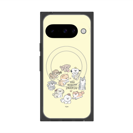 Premium Square Case with Pixelsnap［ Hello, It's Dog - All Together - Beige ］