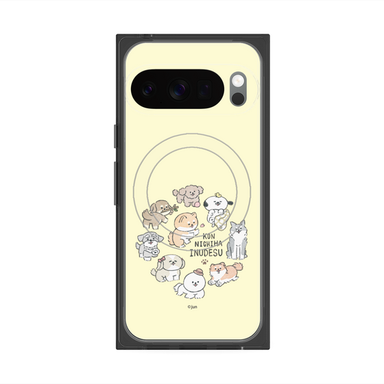 Premium Square Case with Pixelsnap［ Hello, It's Dog - All Together - Beige ］
