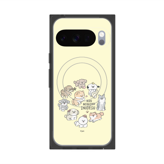 Premium Square Case with Pixelsnap［ Hello, It's Dog - All Together - Beige ］